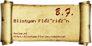 Blistyan Flórián névjegykártya